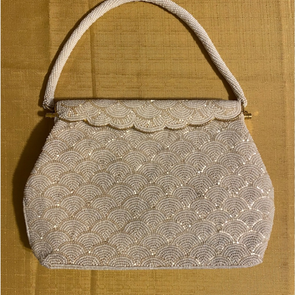 Vintage All hand made beaded hand bag with beaded strap